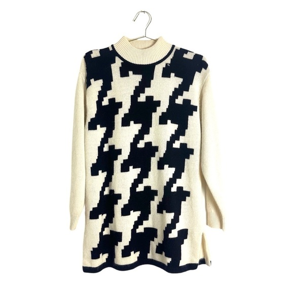 Vintage Sk&Company Lambswool Angora Blend Houndstooth Sweater Size M - Picture 1 of 4